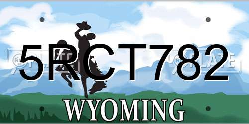 5RCT782 Wyoming License Plate