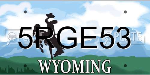 5RGE53 Wyoming License Plate