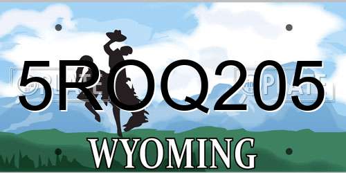 5ROQ205 Wyoming License Plate