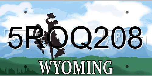 5ROQ208 Wyoming License Plate