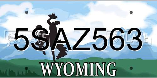 5SAZ563 Wyoming License Plate