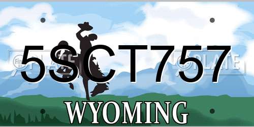 5SCT757 Wyoming License Plate