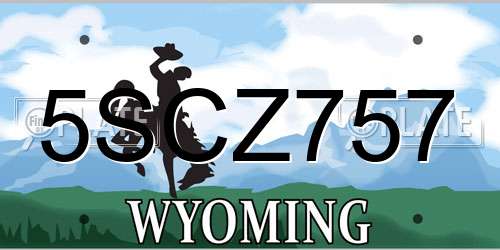 5SCZ757 Wyoming License Plate