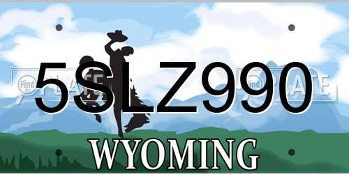 5SLZ990 Wyoming License Plate
