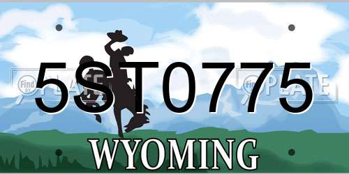 5ST0775 Wyoming License Plate