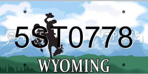 5ST0778 Wyoming License Plate