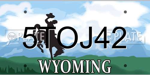5TOJ42 Wyoming License Plate