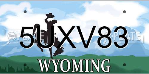 5UXV83 Wyoming License Plate