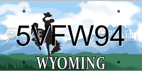 5VFW94 Wyoming License Plate