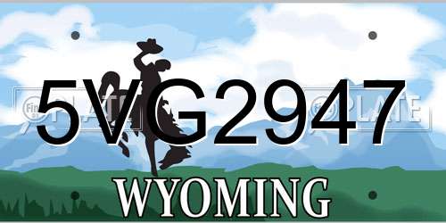 5VG2947 Wyoming License Plate