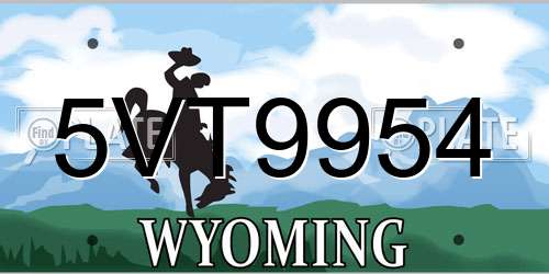 5VT9954 Wyoming License Plate
