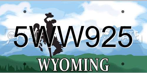 5WW925 Wyoming License Plate