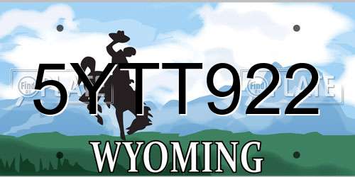 5YTT922 Wyoming License Plate