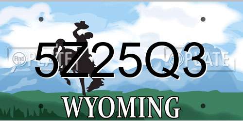 5Z25Q3 Wyoming License Plate