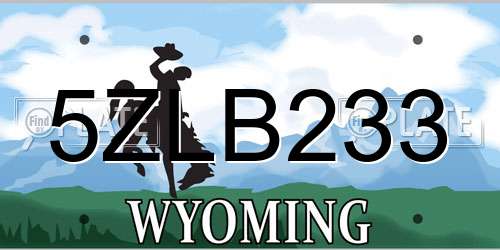 5ZLB233 Wyoming License Plate