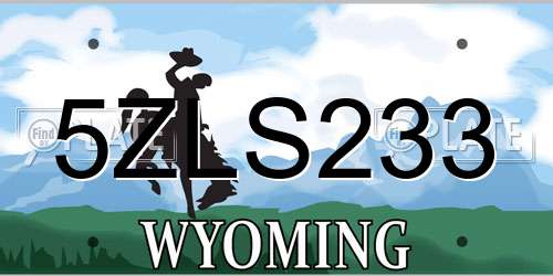 5ZLS233 Wyoming License Plate