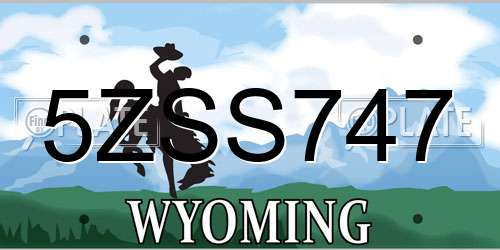 5ZSS747 Wyoming License Plate