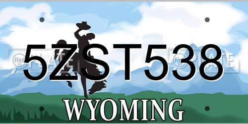 5ZST538 Wyoming License Plate