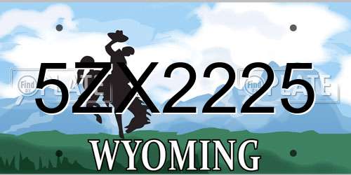 5ZX2225 Wyoming License Plate