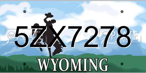5ZX7278 Wyoming License Plate