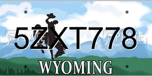 5ZXT778 Wyoming License Plate