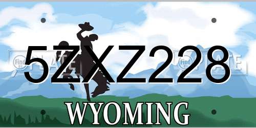 5ZXZ228 Wyoming License Plate
