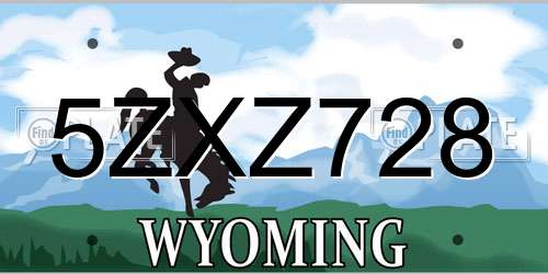 5ZXZ728 Wyoming License Plate