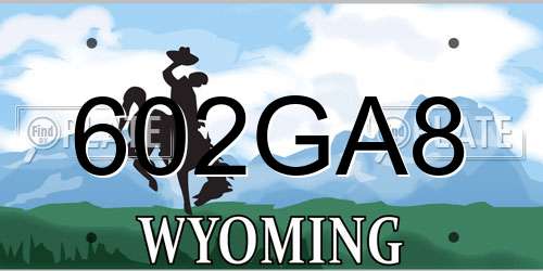 602GA8 Wyoming License Plate