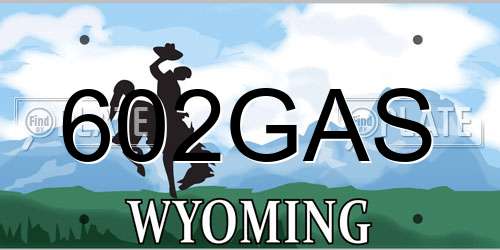 602GAS Wyoming License Plate