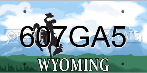 607GA5 Wyoming License Plate