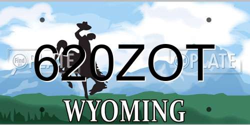 620ZOT Wyoming License Plate