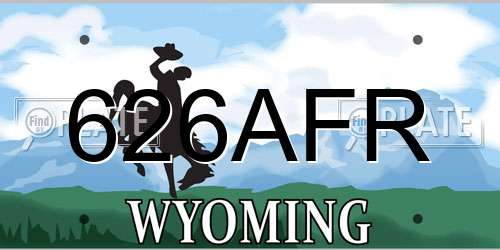 626AFR Wyoming License Plate