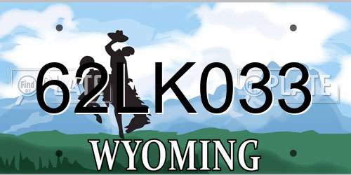 62LK033 Wyoming License Plate