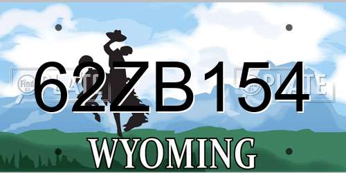 62ZB154 Wyoming License Plate