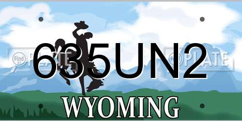 635UN2 Wyoming License Plate