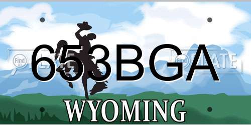 653BGA Wyoming License Plate