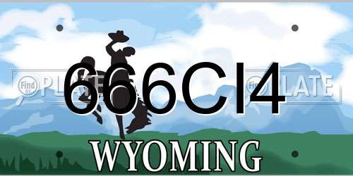 666CI4 Wyoming License Plate