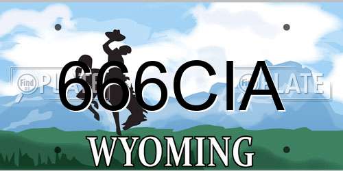 666CIA Wyoming License Plate