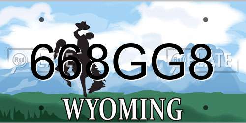 668GG8 Wyoming License Plate