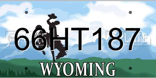 66HT187 Wyoming License Plate