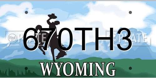 670TH3 Wyoming License Plate