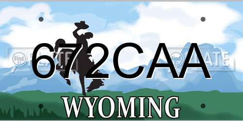 672CAA Wyoming License Plate