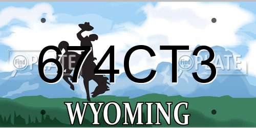 674CT3 Wyoming License Plate