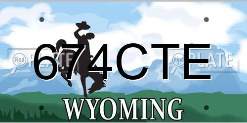 674CTE Wyoming License Plate