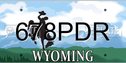 678PDR Wyoming License Plate