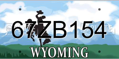 67ZB154 Wyoming License Plate