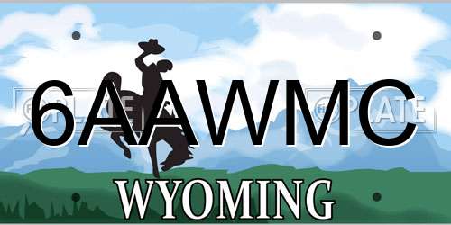 6AAWMC Wyoming License Plate