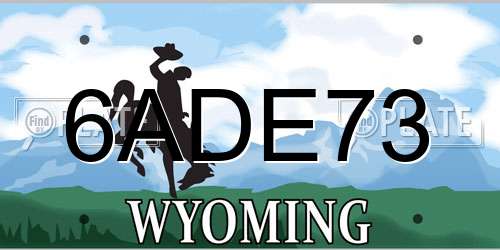 6ADE73 Wyoming License Plate
