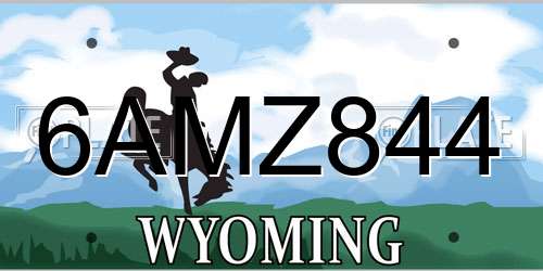 6AMZ844 Wyoming License Plate