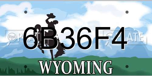 6B36F4 Wyoming License Plate